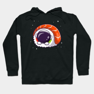 Cute Astronaut With Sushi Salmon Cartoon Hoodie